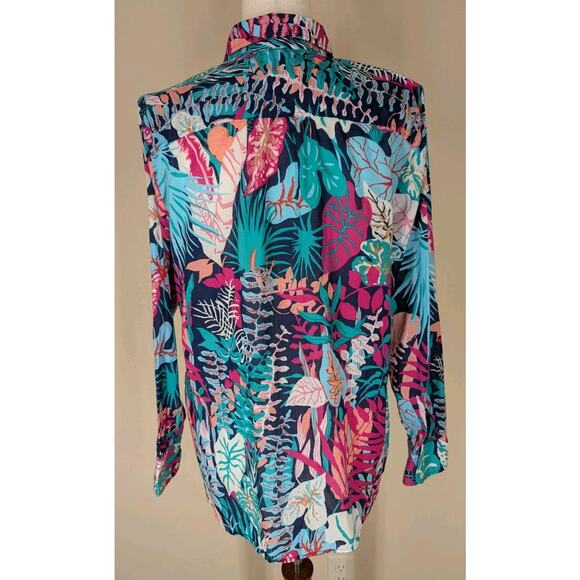 Talbots Shirt Womens Large The Classic Casual Button Up Jungle Botanical - Picture 4 of 10